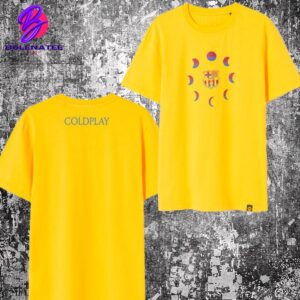 Barcelona FC x Coldplay Merchandise Limited Limited Edition Yellow Two Sides Classic T-Shirt