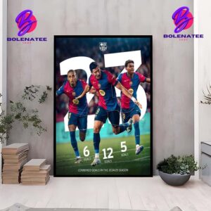 Barcelona New Trio Raphinha Lewandowski Yamal In The 2024-25 Season Home Decor Poster Canvas