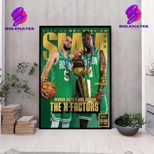 Derrick White And Jrue Holiday On Slam 252 Gold Metal Cover The X-Factors NBA 2024-2025 Preview Home Decor Poster Canvas