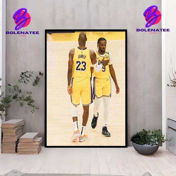 Lebron James And Bronny James Jr First Time Play Together In A NBA Match Father And Son Duo Home Decor Poster Canvas