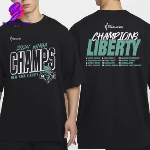 New York Liberty Black 2024 WNBA Finals Champions Roster Name And Number Two Sides Unisex T-Shirt