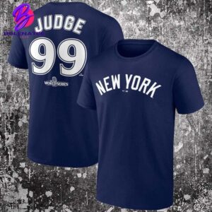 New York Yankees Aaron Judge Navy 2024 World Series Push Limits Name And Number Two Sides Classic T-Shirt