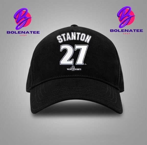 New York Yankees Giancarlo Stanton Navy 2024 World Series Push Limits Name And Number Snapback Classic Hat Cap