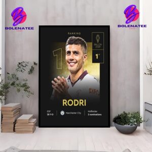 Rodri From Manchester City Is The 2024 Men’s Ballon D’or Wall Decor Poster Canvas