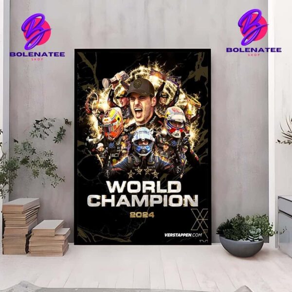 Red Bull Racing Max Verstappen Formula 1 2024 World Champion Wall Decor Poster Canvas