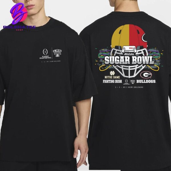 AllState Sugarbowl Notre Dame Fighting Irish Head To Head Georgia Bulldogs CFP Quarterfinal At New Orleans Two Sides Classic T-Shirt