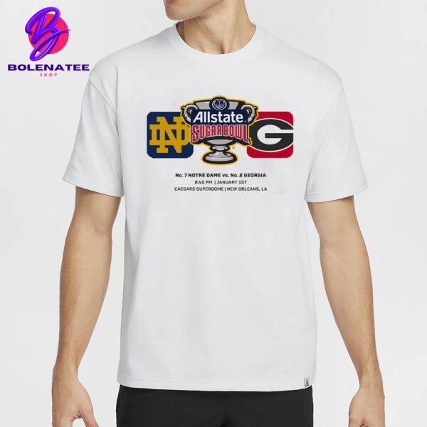 Allstate Sugarbowl Matchup Notre Dame Fighting Irish Versus Georgia Bulldogs At New Orleans LA Classic T-Shirt