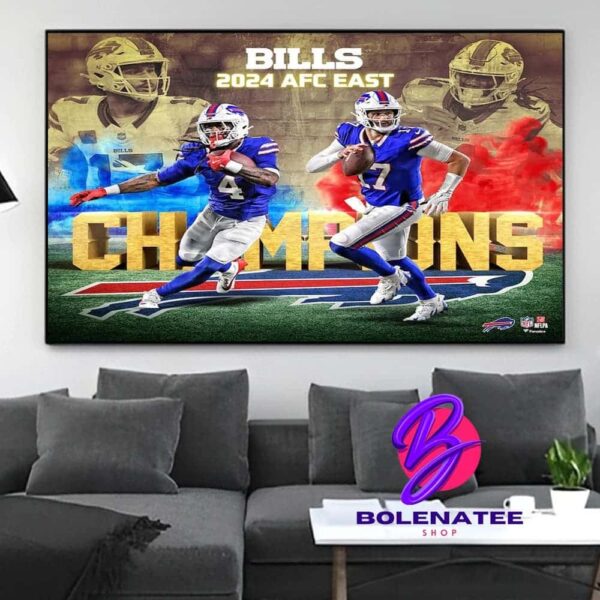 Buffalo Bills Authentic 2024 AFC East Division Champions Limited Edition Wall Decor Poster Canvas