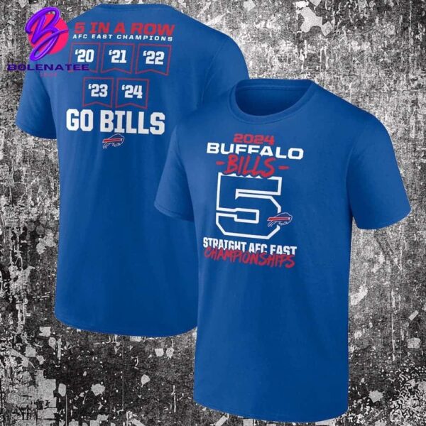 Buffalo Bills Five-Straight AFC East Division Championships 5 In A Row Two Sides Classic T-Shirt