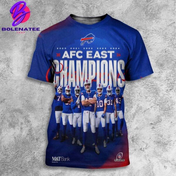 Buffalo Bills Get 5 Straghit AFC East Champions With 2024 AFC East Champions All Over Print Shirt