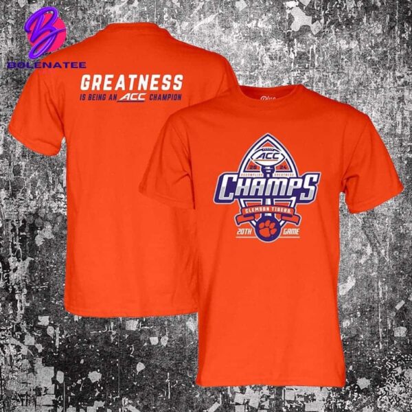 Clemson Tigers 2024 ACC Football Conference Champions Locker Room Two Sides Classic T-Shirt