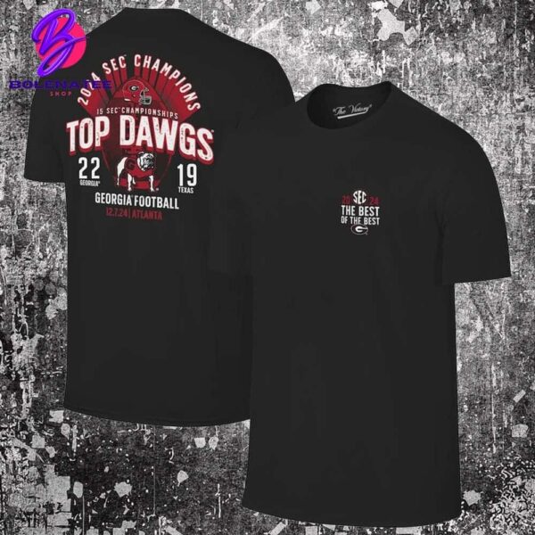 Georgia Bulldogs 2024 SEC Football Conference Champions Score Black Tee Two Sides Classic T-Shirt