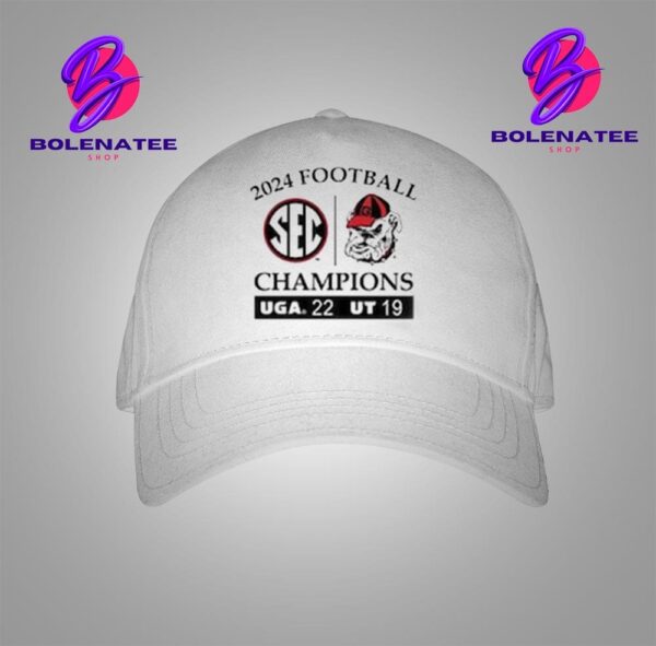 Georgia Bulldogs 2024 SEC Football Conference Champions Score White Snapback Classic Hat Cap