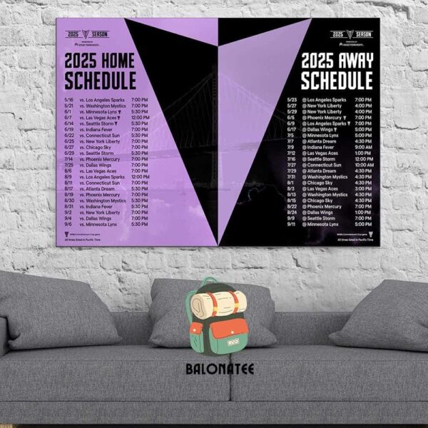 Golden State Valkyries WNBA 2025 Official Schedule Start On May 2025 Wall Decor Poster Canvas