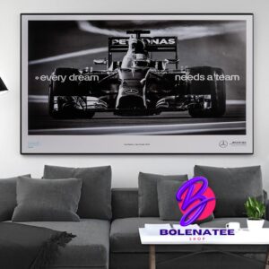 Lewis Halminton Mercedes AMG F1 Every Dream Needs a Team Yas Marina 2014 Poster Wall Decor Poster Canvas