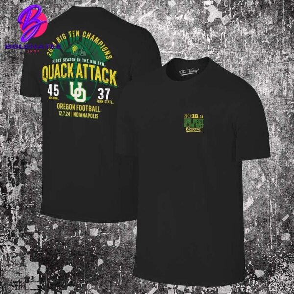 Oregon Ducks 2024 Big Ten Football Conference Champions Quack Attack Score Two Sides Classic T-Shirt