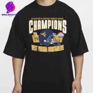 West Virginia Mountaineers Scooter’S Coffee Frisco Bowl Champions 2024 Helmet Classic T-Shirt